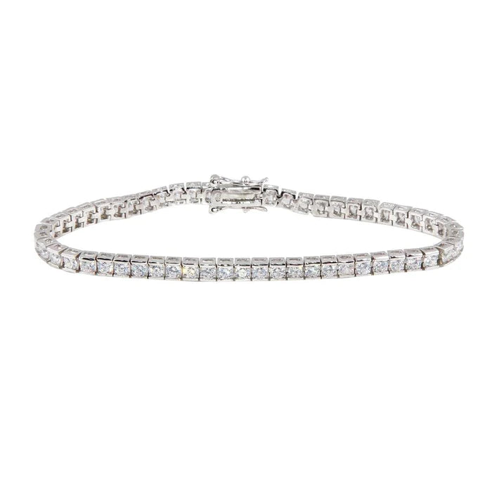 Lhb000109 Sterling Silver Tennis Bracelet Square Cz Stones