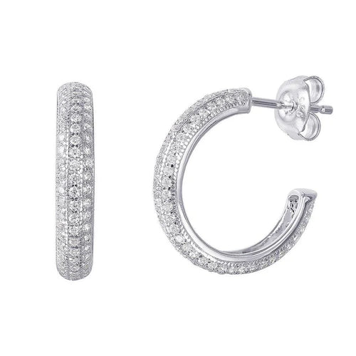 Lheg00029 Sterling Silver Pave Cz Hoop