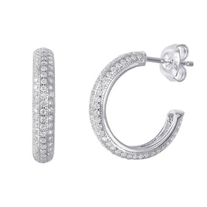 Lheg00029 Sterling Silver Pave Cz Hoop