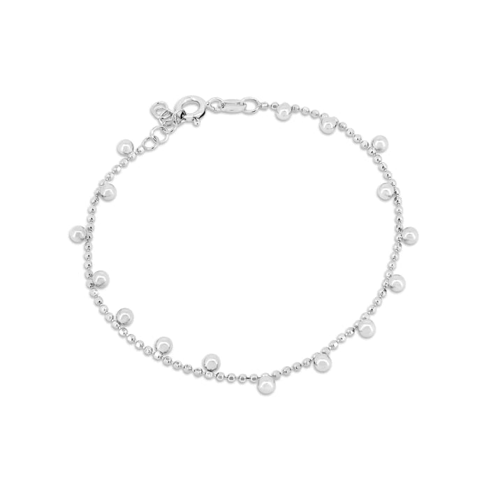 Lhb000029RH Sterling Silver Rhodium Plated Bracelet & Beads