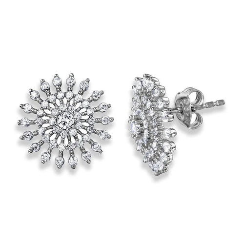 Lhe00047 Sterling Silver Earring Cz Cluster