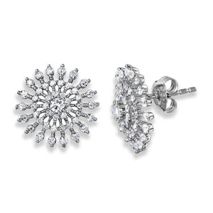 Lhe00047 Sterling Silver Earring Cz Cluster