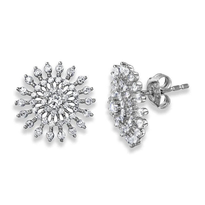 Lhe00047 Sterling Silver Earring Cz Cluster