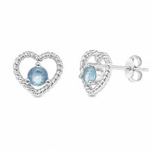 Load image into Gallery viewer, Lhe0011 Sterling Silver Heart Blue Cz Stone