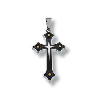 Lhp00117 Stainless Steel Black Cross Fancy & Chain