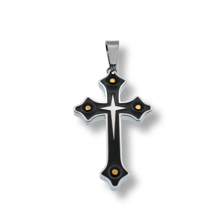 Lhp00117 Stainless Steel Black Cross Fancy & Chain