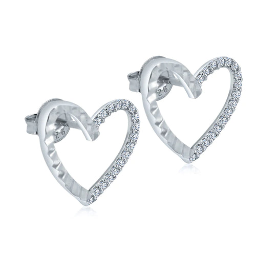 Lhe001329 Sterling Silver Heart Earring Cz