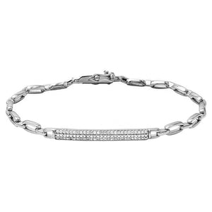 Lhb005329 Sterling Silver Bracelet Bar Cz Pave