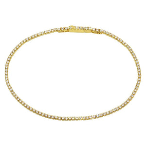 Lhb005589GP Sterling Silver Tennis Bracelet Gold Plated Cz Stones