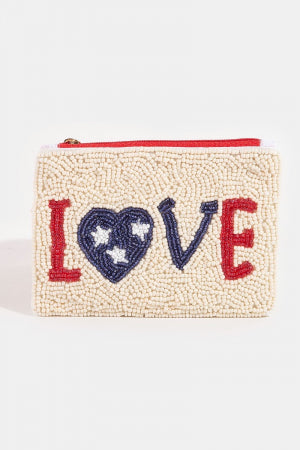 Lhpurse05779 Fashion Coin Purse Seeded Beads  4Th of July