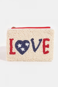 Lhpurse05779 Fashion Coin Purse Seeded Beads  4Th of July