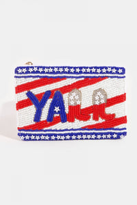 Lhpurse05839 Fashion Coin Purse Seeded Beads 4th of July