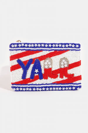 Lhpurse05839 Fashion Coin Purse Seeded Beads 4th of July