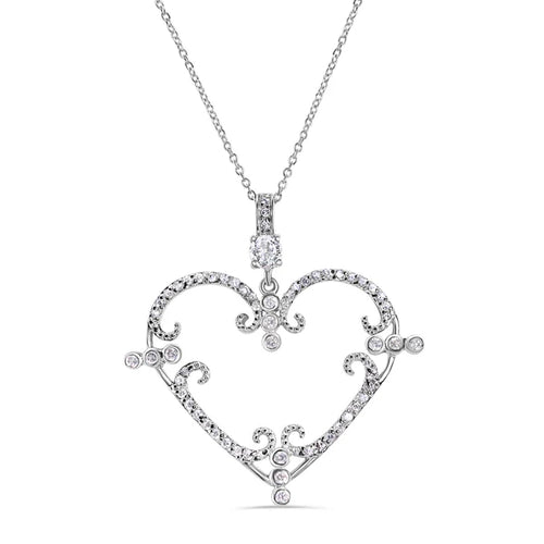 Lhp0605 Sterling Silver Victorian Cz Heart