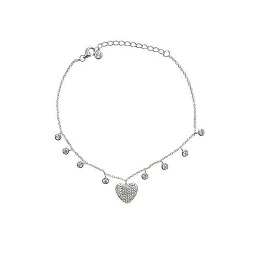 Lhb06259 Sterling Silver Bracelet Heart Charm