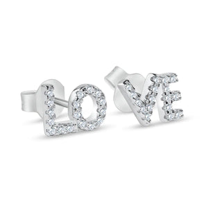 Lhe007369 *Sterling Silver Love Earring Cz Stones