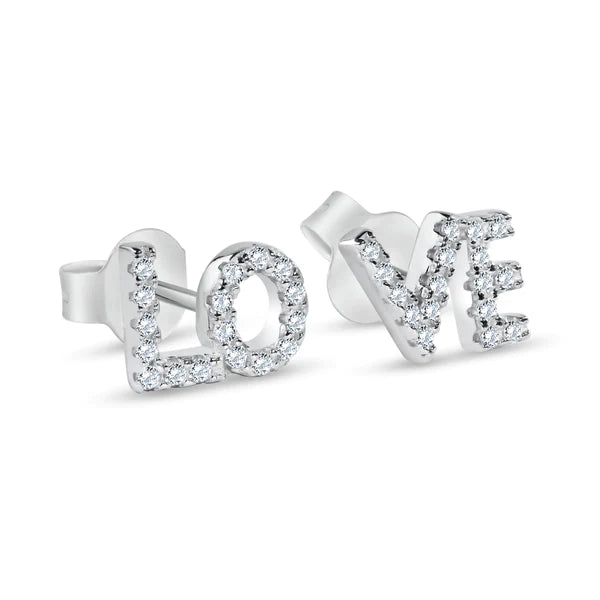 Lhe007369 *Sterling Silver Love Earring Cz Stones
