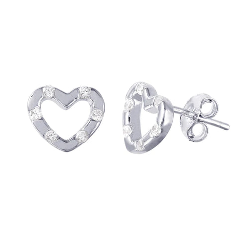 Lhe010209 Sterling Silver Heart Earring & Cz Stones