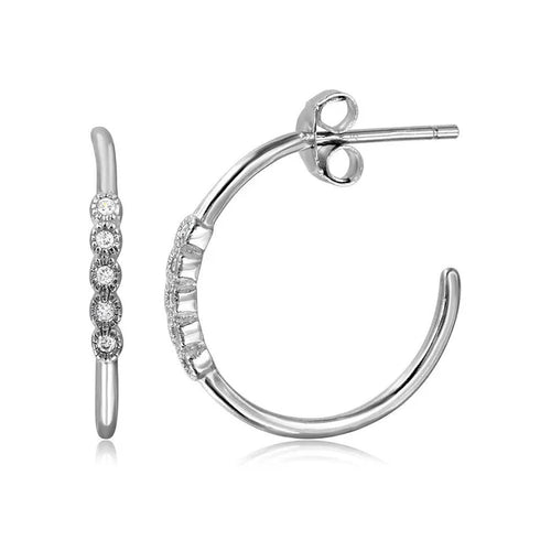 Lhe01054 Sterling Silver Hoop Cz Earring