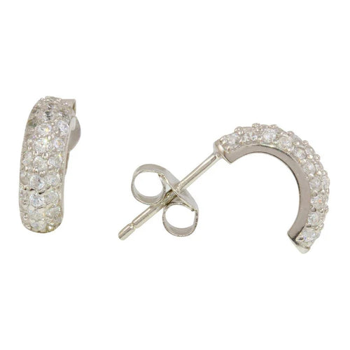 Lhe01099 Sterling Silver Cz Pave Hoop Earring