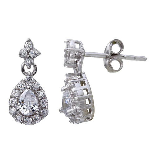 Lhe01114 Sterling Silver Tear Drop Cz Earring