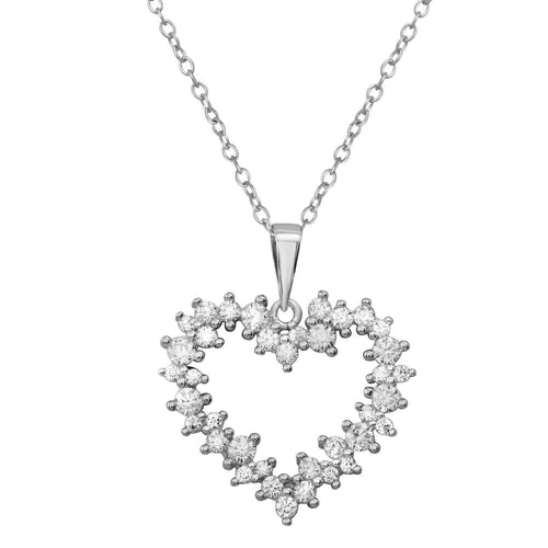 Lhp901229 Sterling Silver Necklace Heart Cz Stones