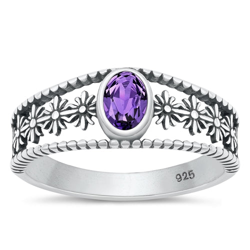 Lhr913172Amy Sterling Silver Real Amethyst Stone Ring