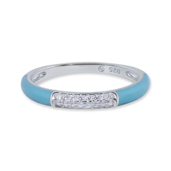 Lhr01372 Sterling Silver Blue Band Cz  Ring