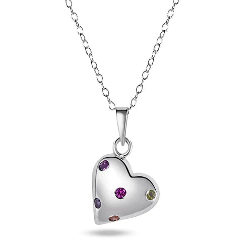 lhp014829 Sterling Silver Heart Multi Color Stones