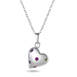 lhp014829 Sterling Silver Heart Multi Color Stones