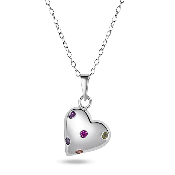 lhp014829 Sterling Silver Heart Multi Color Stones