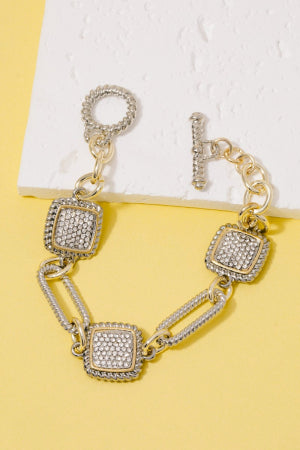 Lhb0259 Fashion Bracelet Gold Plated Pave Stones