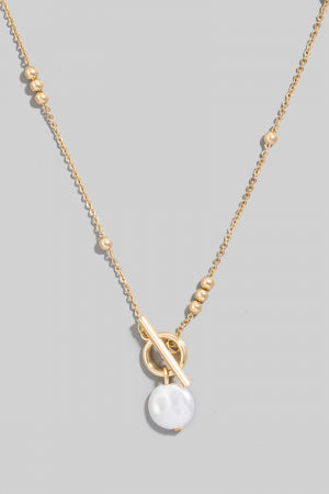 Lhn9088 Fashion Necklace Toggle & Pearl Drop