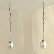 Load image into Gallery viewer, Lhe002 Sterling Silver Real Fresh Water Pearl Drop Earring 5 Colors Pink/White/champagne/Peacock/Grey