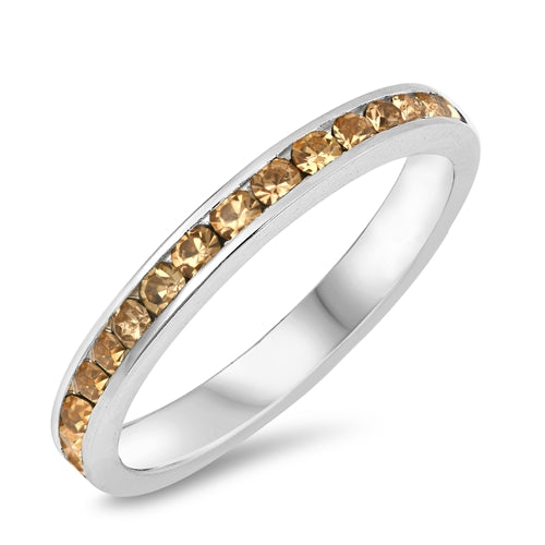 Lhr1020009 Sterling Silver Band Ring Topaz Cz Stones