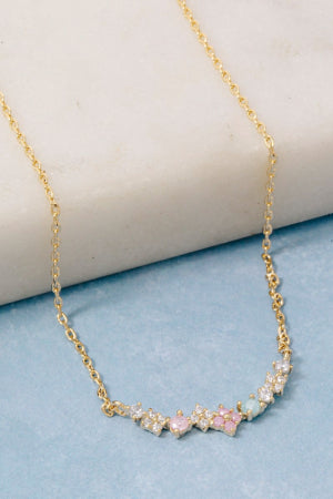 Lhn102939 Fashion Multi Color Cz Necklace