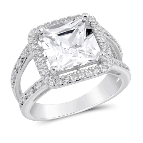 Lhr9103204 Sterling Silver Sqyare Cz Ring