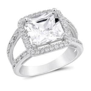 Lhr9103204 Sterling Silver Sqyare Cz Ring