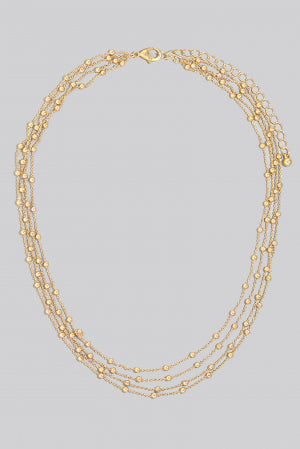 Lhn91004GD Fashion Necklace Multi Chain Station Gold