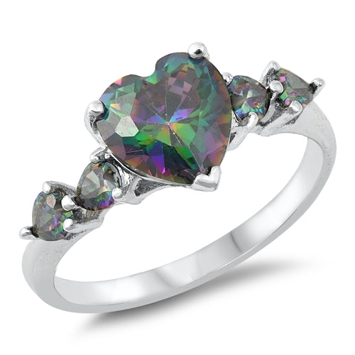 Lhr1045629 Sterling Silver Ring Rainbow Topaz Heart