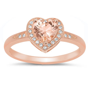Lhr1047789 Sterling Silver Heart Ring Topaz Cz November Birth Stone