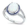 Lhr1054939 Sterling Silver Lab Opal Cz Sapphire Ring