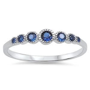 Lhr1055109 Sterling Silver Ring Graduated Sapphire Blue Cz 3 ColorsPink& Amethyst