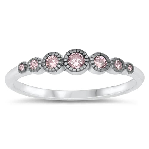 Lhr1055109PK Sterling Silver Ring Pink cz