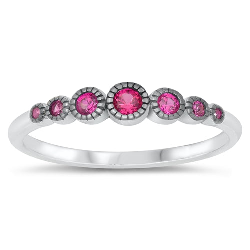 Lhr1055109 Sterling Silver Ring Ruby Cz Band