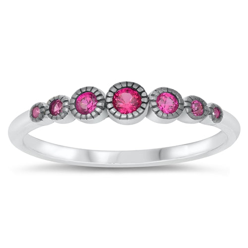 Lhr1055109 Sterling Silver Ring Ruby Cz Band