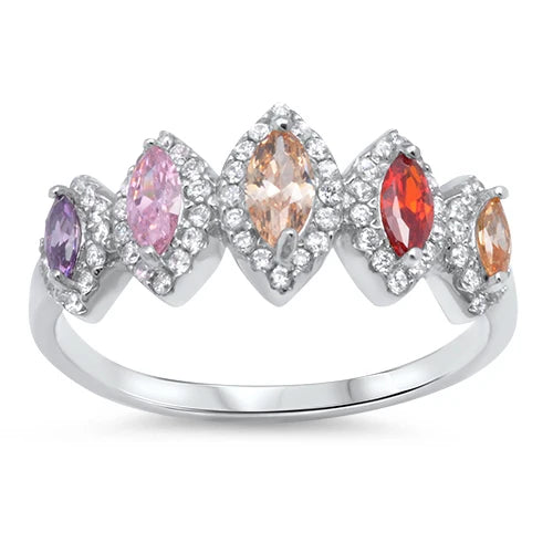 Lhr1060179PK  Sterling Silver Multi Color Cz rRing