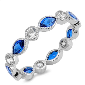 Lhr1063389 Sterling Silver Blue Cz Band