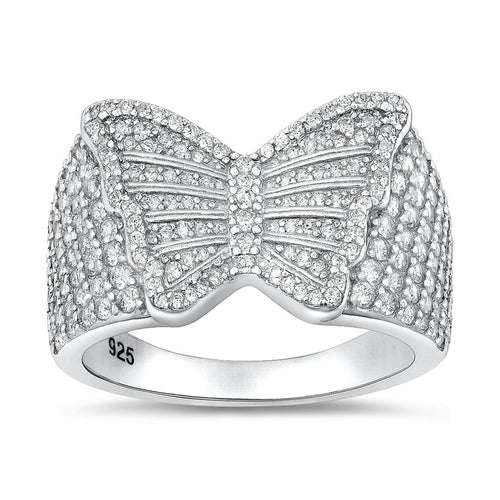 Lhr1074559 Sterling Silver Butterfly Ring Cz