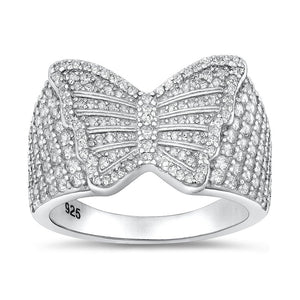 Lhr1074559 Sterling Silver Butterfly Ring Cz